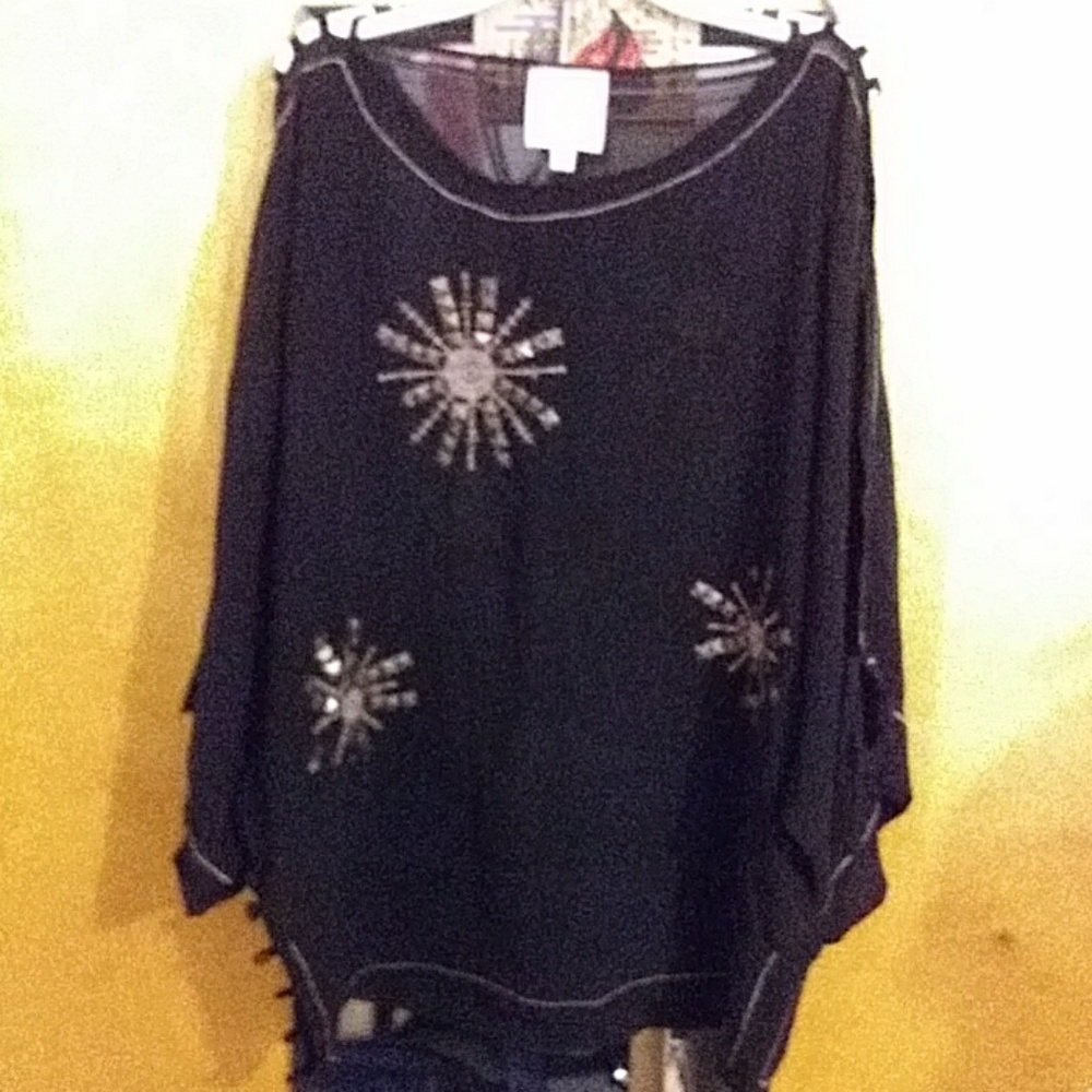 Black Beaded Sun Shirt
